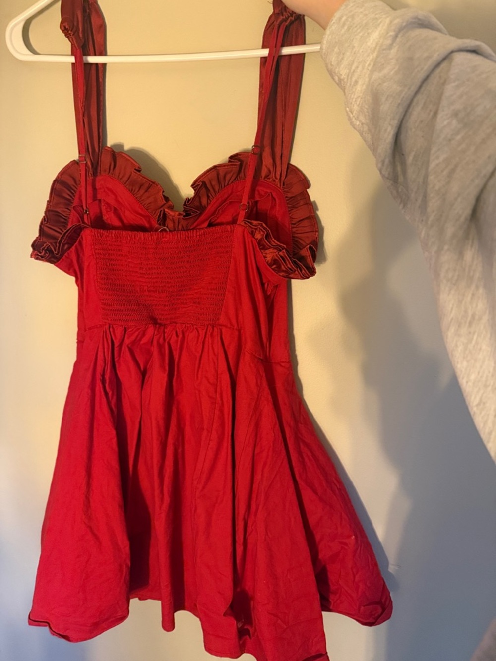 Free People Red Ruffle Strap Mini Dress - Picture 2 of 3